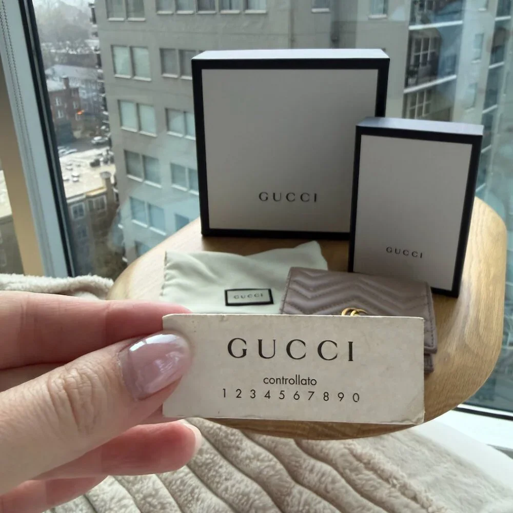 Gucci Quilted GG Marmont Small Wallet in Taupe - Picture 4 of 6